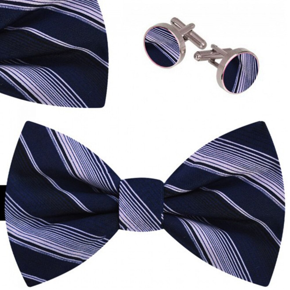 Set papion barbati, batista, butoni, bleumarin, model dungi oblice lila