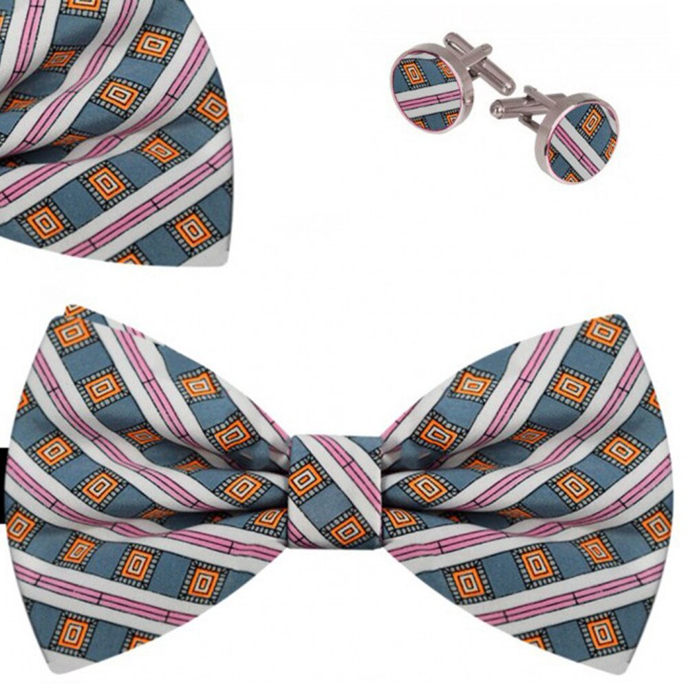 Set papion barbati, batista, butoni, gri, abtract