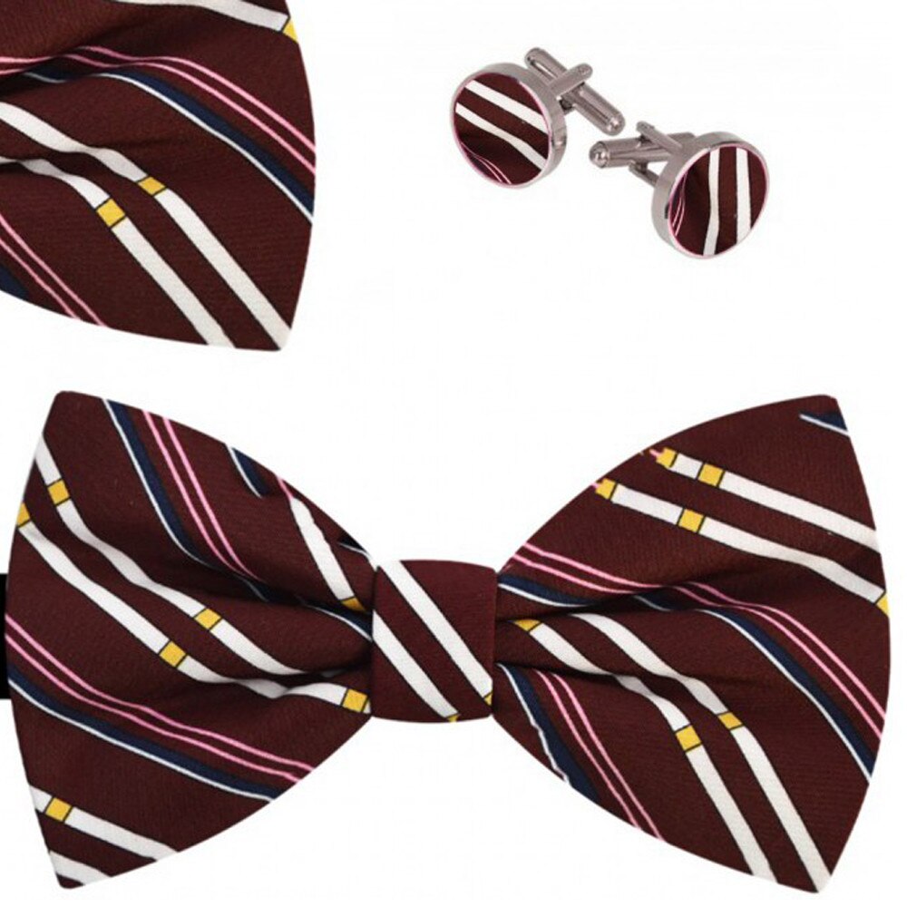 Set papion barbati, batista, butoni, maro, model linii diverse dimensiuni