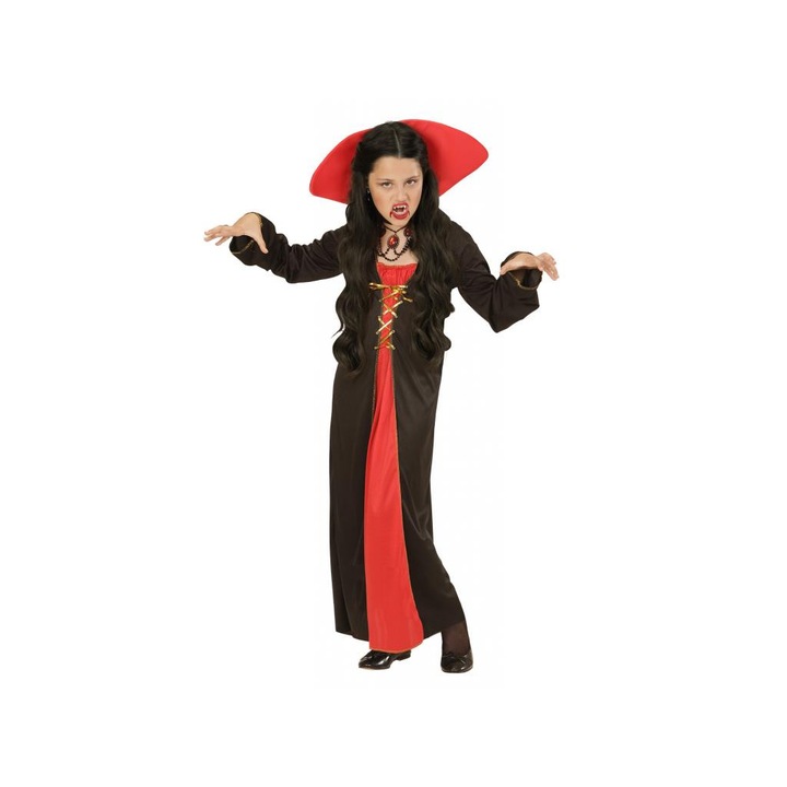 Costum carnaval pentru fete, Widmann, 140 cm, Rosu/Negru