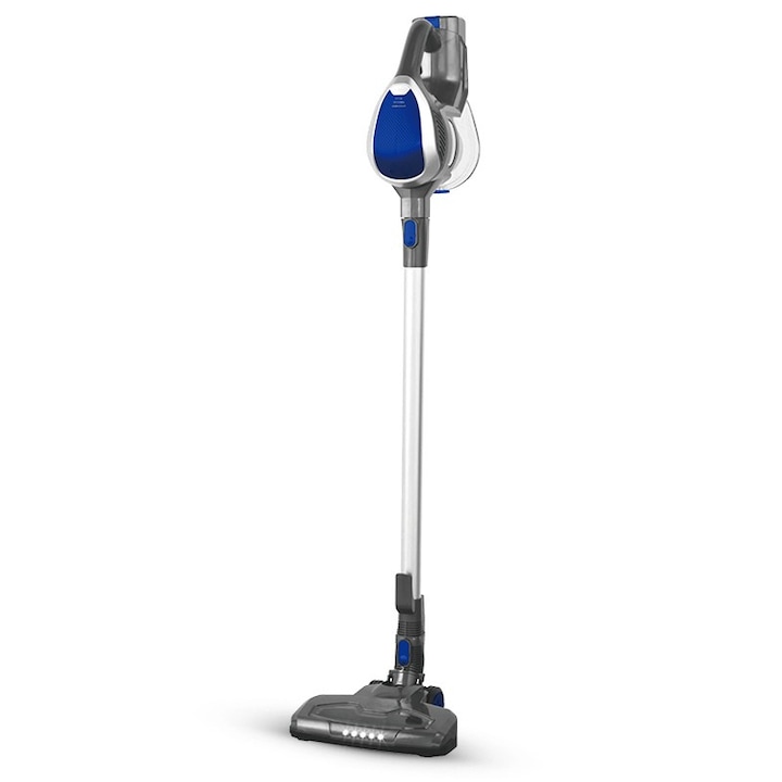 2 az 1-ben álló porszívó, vezeték nélküli, 40 perc üzemidő, 2 szívósebesség, 1,2 literes kapacitás, HEPA szűrő, eltávolítható formátum a nehéz helyekre, ergonomikus kialakítás, ideális a napi tisztításhoz