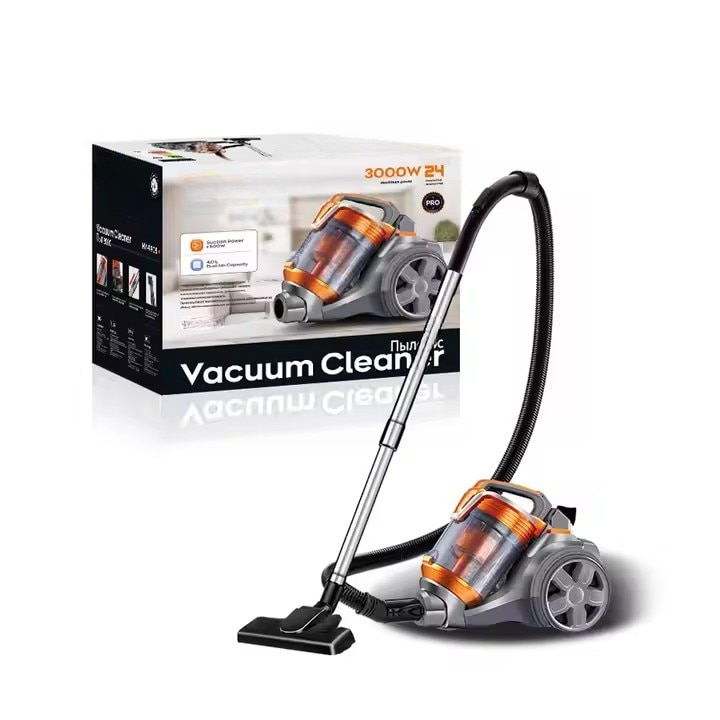 Aspirator Portabil cu Sac, 3000W, 4L, Putere Mare de Aspirare, Tub Telescopic, Cablul Retractabil, Design Compact, Portocaliu/Gri, Ideal pentru Curatenie in Locuinta si Auto