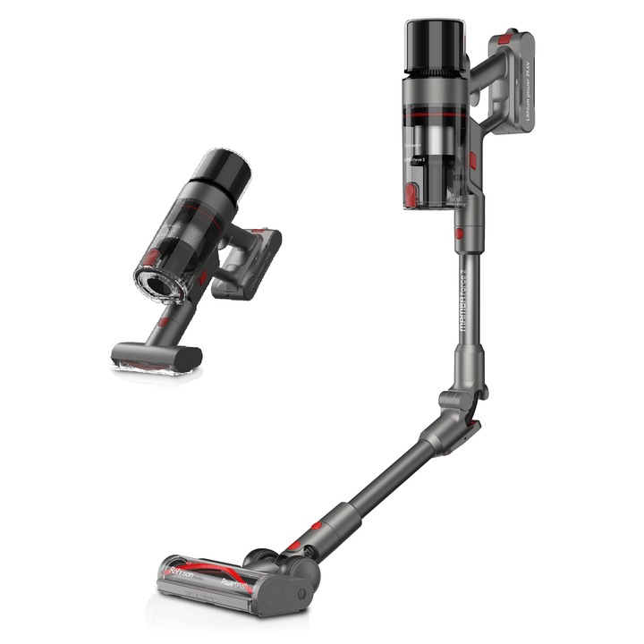 Aspirator vertical 2 in 1, Rohnson M19 Mamba Force 2, motor BLDC, 415 W, 200 AW, 29.6 V, 78d B, cyclone, 0.6 L, 32 kPa, senzor de praf, autonomie 60 min
