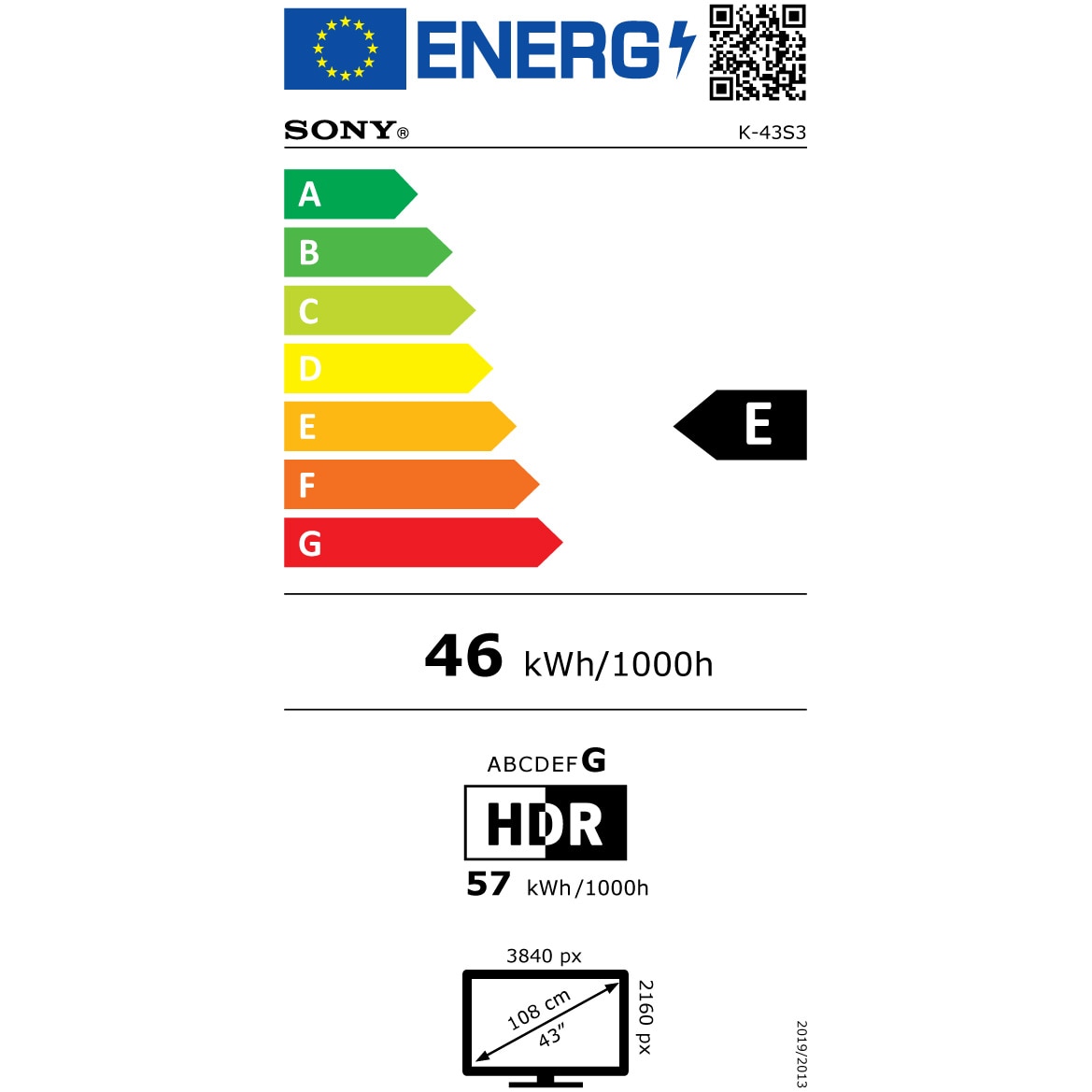 Televizor Sony BRAVIA 3 LED 43S35, 108 cm, Smart Google TV, 4K Ultra HD, Clasa E (Model 2025)