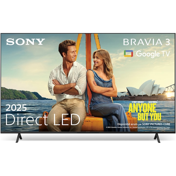 Телевизор Sony BRAVIA 3 LED 50S39, 50" (126 см), Smart Google TV, 4K Ultra HD, Клас E (Модел 2025)