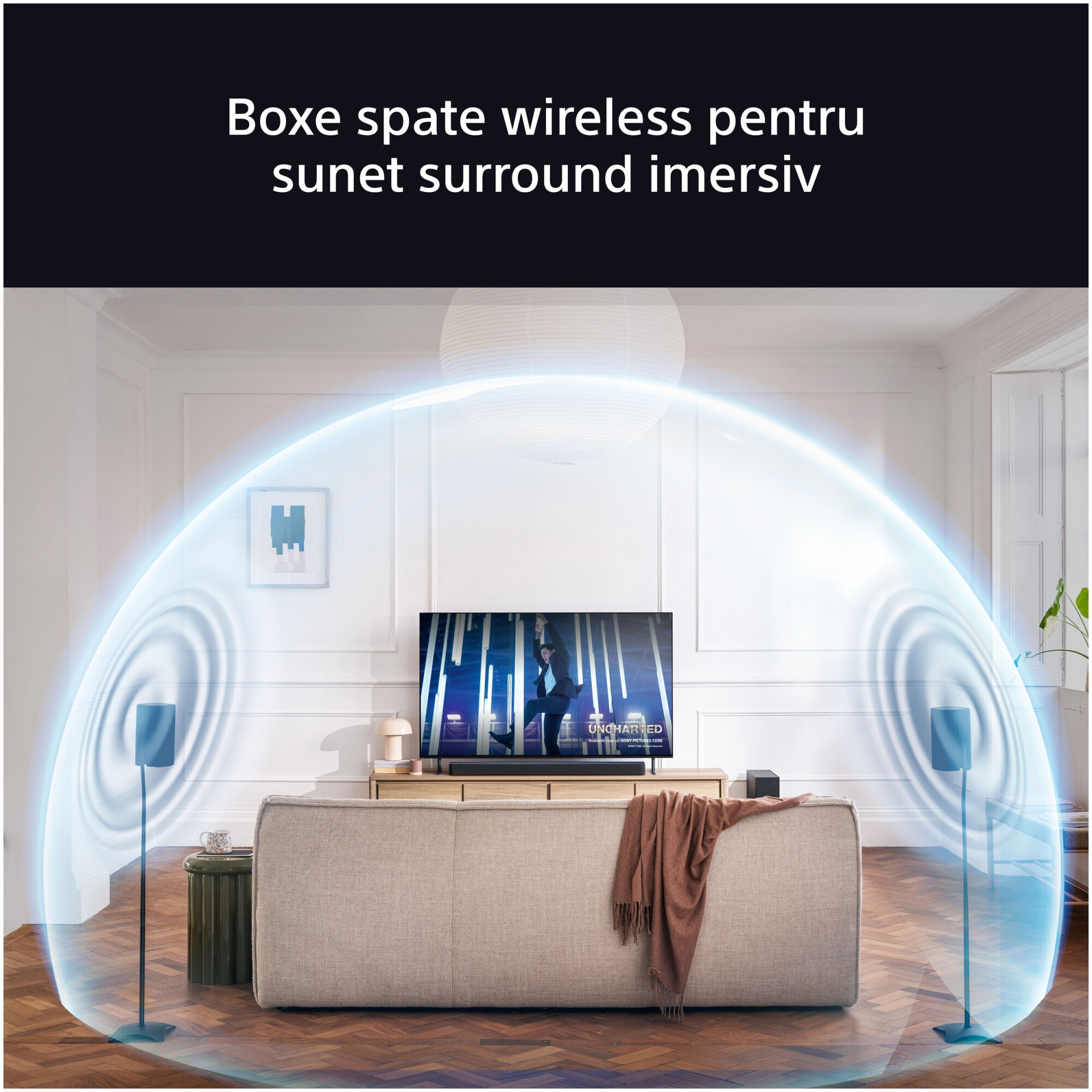 Kit surround Wireless Sony BRAVIA Theatre Rear 8 SA-RS8, 100W, 2.0.2ch, Negru