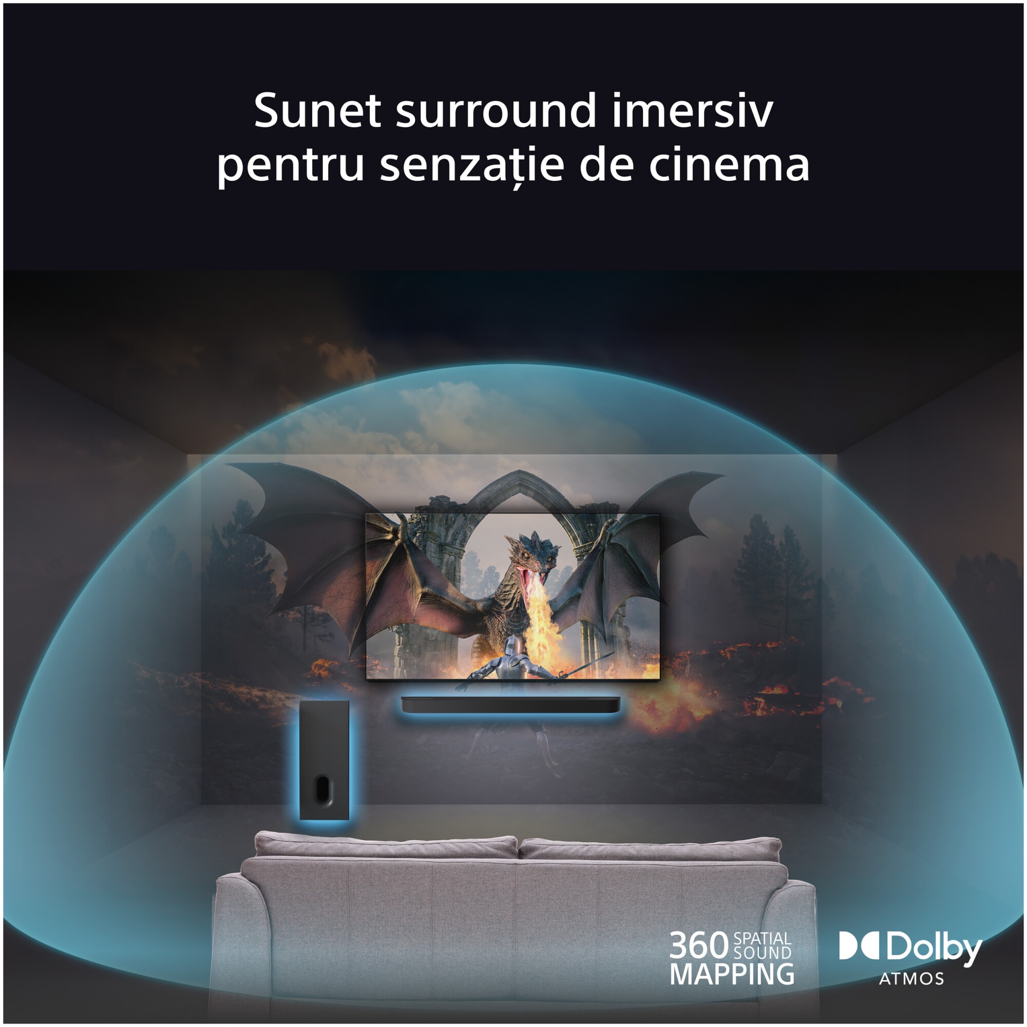 Subwoofer Sony BRAVIA Theatre Sub 7 SA-SW7, 100W, Wireless, Bass