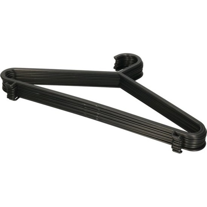 Set 10 umerase cu tija pentru pantaloni si carlig pentru fuste si bluze, Dirt Devil, negru