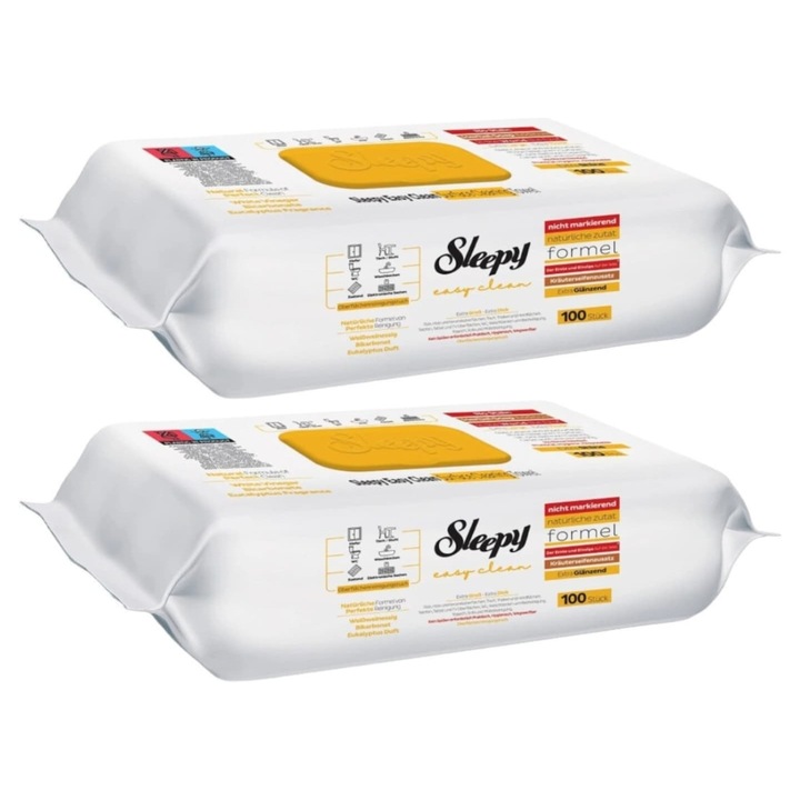 Опаковка от 2 многостранни мокри кърпички Sleepy Easy Clean Herbal Soap Additive, 2x100 бр.