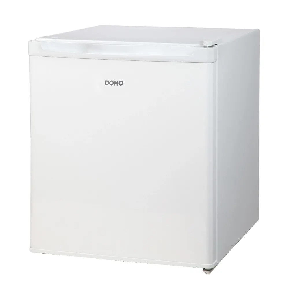 Frigider minibar DOMO, H 51.2 cm, capacitate 41 litri, congelator integrat, ideal pentru bucatarii mici/hotel/birou/rulota, consum redus, 1 raft otel, 2 compartimente pe usa, control temperatura, tava cuburi de gheata inclusa, alb