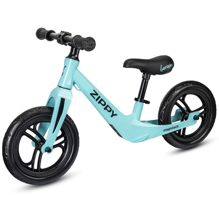 Детски балансиращ велосипед Bergen ZIPPY, Син и черен, 12-инчови дунапренени колела