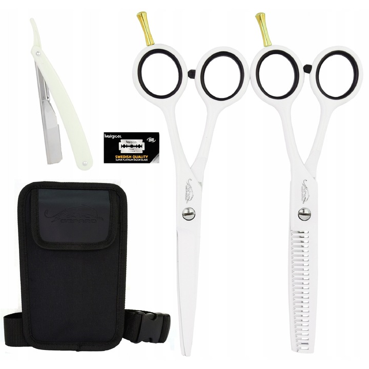 Set 2 foarfece de tuns/briceag/5 lame barbierit GEPARD, 5.5