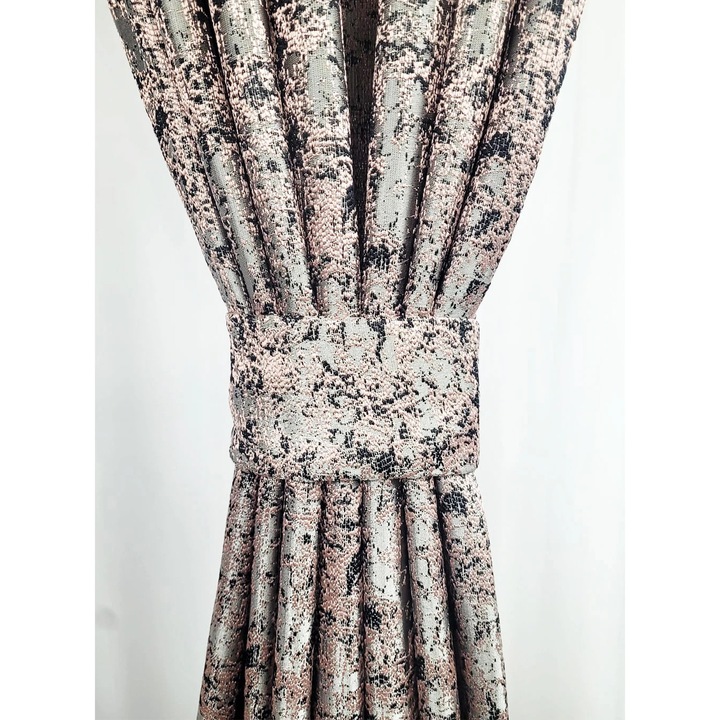 Set 2 Draperii stil Modern cu insertii Roz, magazincovoare, L 1.5 m si H 2.5 m, Rejansa din Bumbac Reglabila