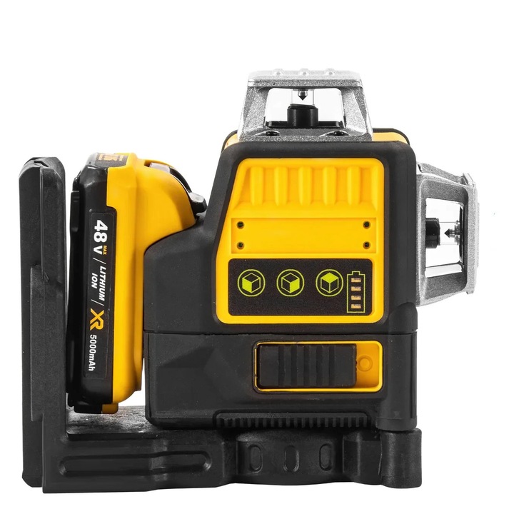 3D lézeres szintező, 360° függőleges, 12 vonal, zöld fény, 1 akkumulátor, 1 töltő, kazettával