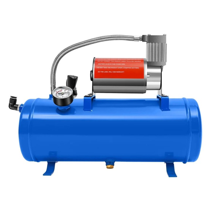 Légkompresszor, 150 PSI maximális nyomás, 6 literes tartálykapacitás, DC 12V, kék