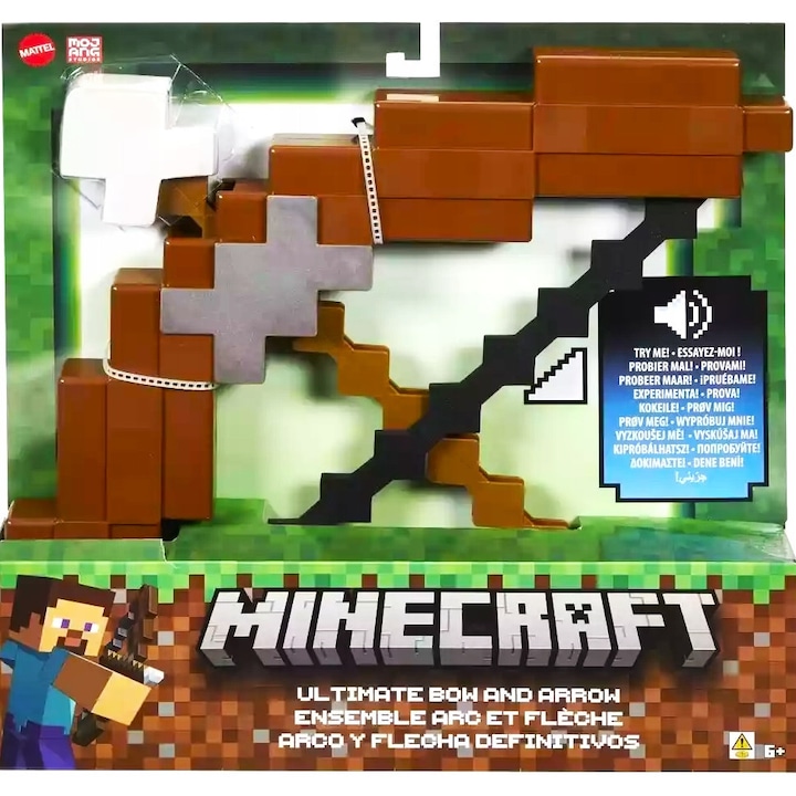 Minecraft íj hangokkal és nyíllal, Mattel, 45x48x3cm, 6 éves gyermekeknek