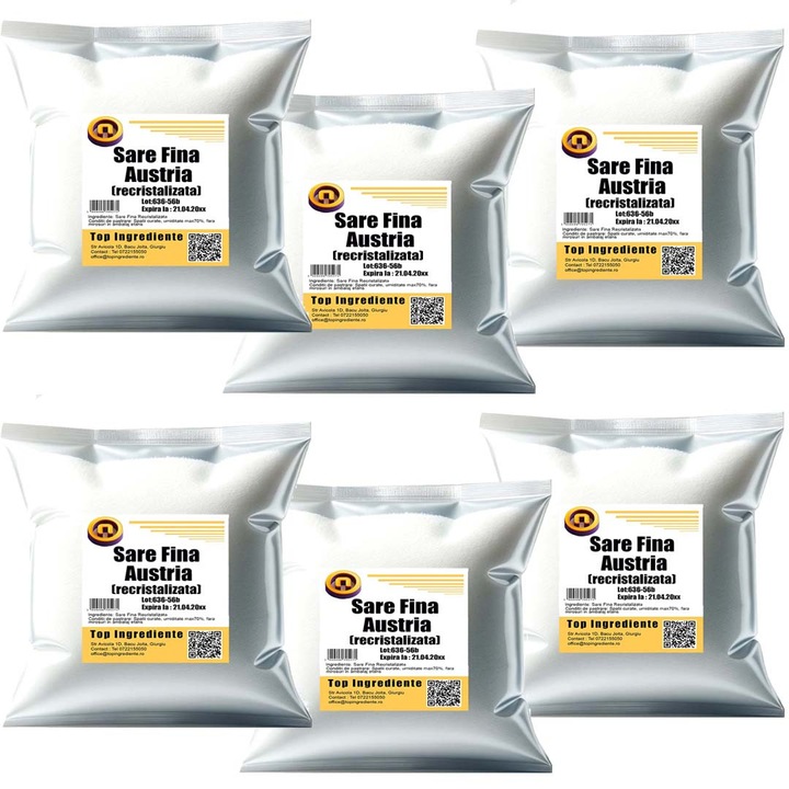 Pachet 6X1kg Sare Gourmet Recristalizata din Austria - Extrafina & Naturala - Neiodata