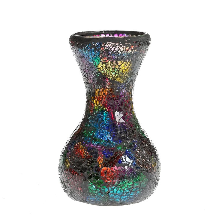 Vaza sticla mozaic multicolor 20 cm, Meli Melo Paris