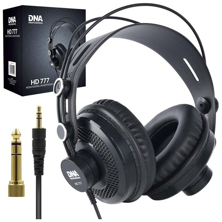 Casti cu fir DNA HD 777, pentru studio, negru