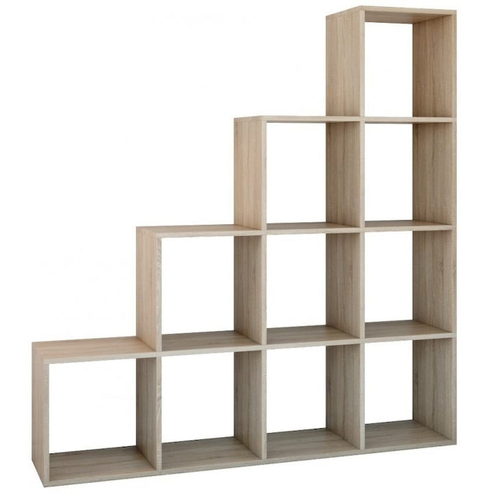 Top Shop STEP RS-40 fa polc, 10 polccal, tölgy színű, 1530x1530x380mm
