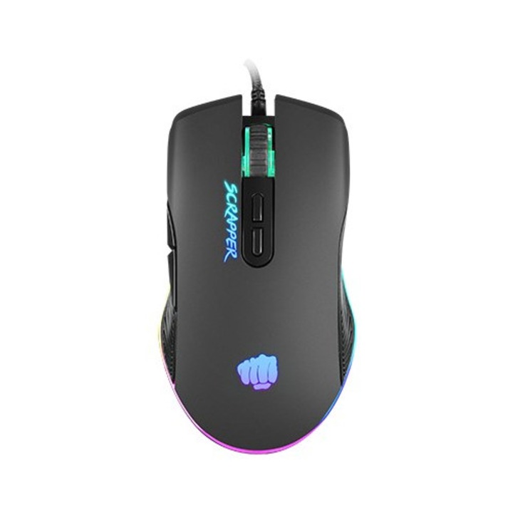 Геймърска мишка FURY SCRAPER 6400DPI RGB, черна, 7 бутона, 1.6 м кабел