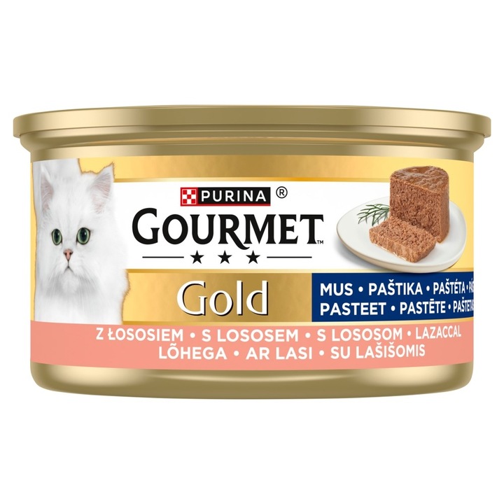 Hrana umeda pentru pisici, GOURMET Gold, cu somon, 85g