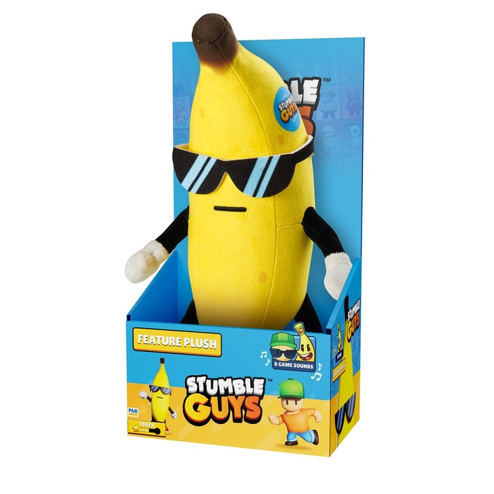 Jucarie de plus, STUMBLE GUYS S2, BANANA GUY, 25 cm, multicolor