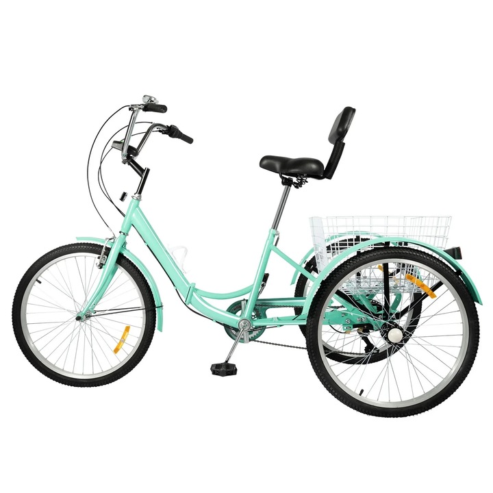 Триколка с 3 колела, стомана, 7 скорости, сгъваема рамка, тюркоазено/черна