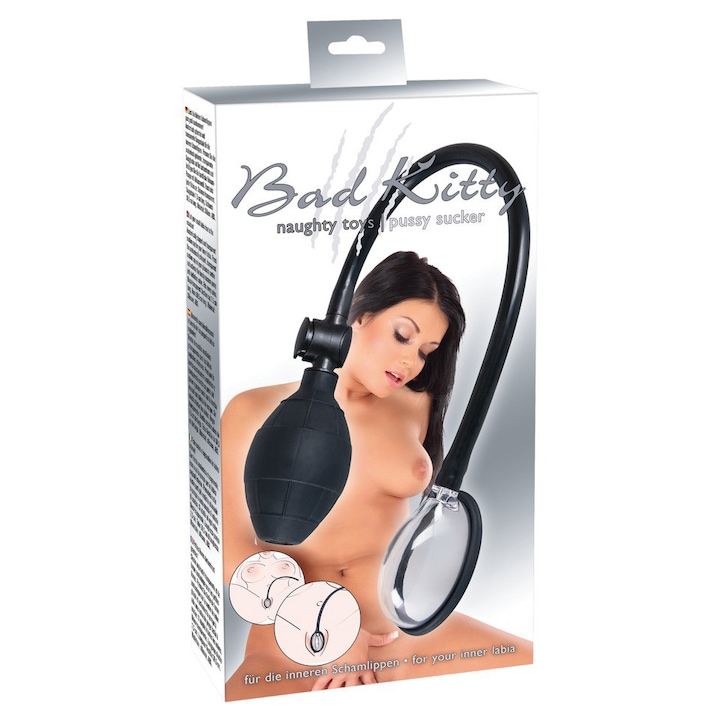 Стимулираща помпа, Bad Kitty, Pussy Sucker Mini, 5.2x2.7см, 30.5см, прозрачна