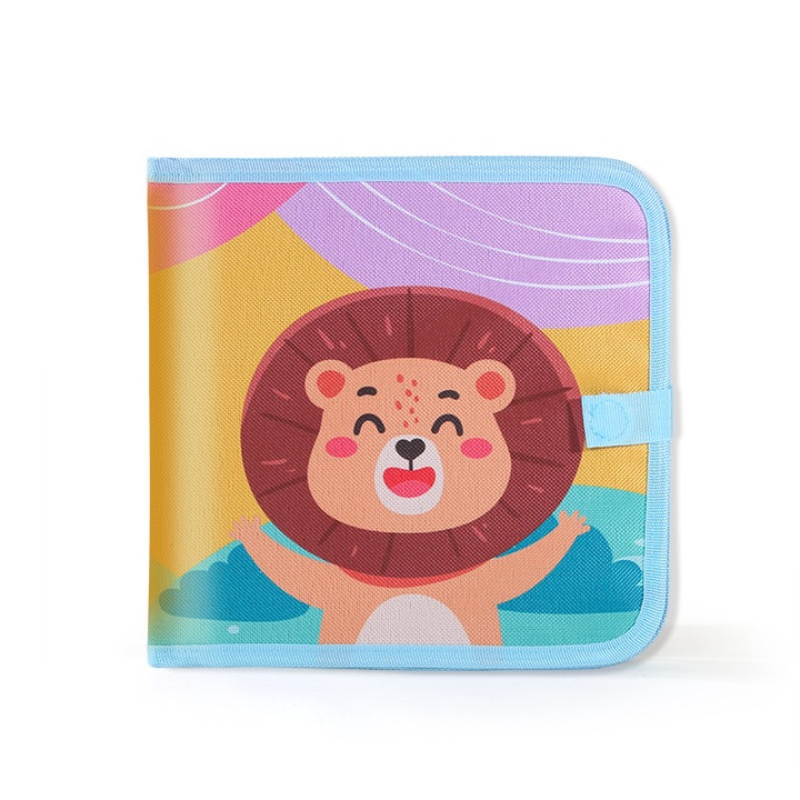 Set de desen Dantrol, carte de colorat cu 12 markere, cu tema leu, erasabil, pentru copii 2-8 ani