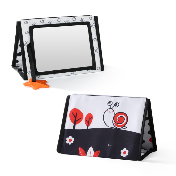 Baba textilkönyv, Dantrol, ha-ha tükörrel, érzékszervi fejlesztés, többszínű, 30x30cm