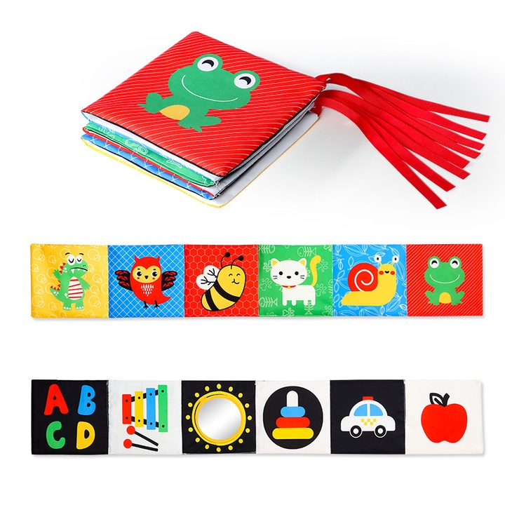 Carte interactiva pentru patut, Dantrol, dezvoltare senzoriala, rosie, lavabila