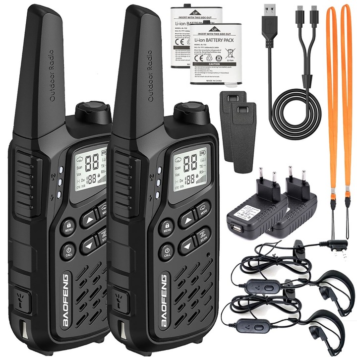 Statie radio Baofeng BF-T25E set 2 bucati negru 16 canale 10km