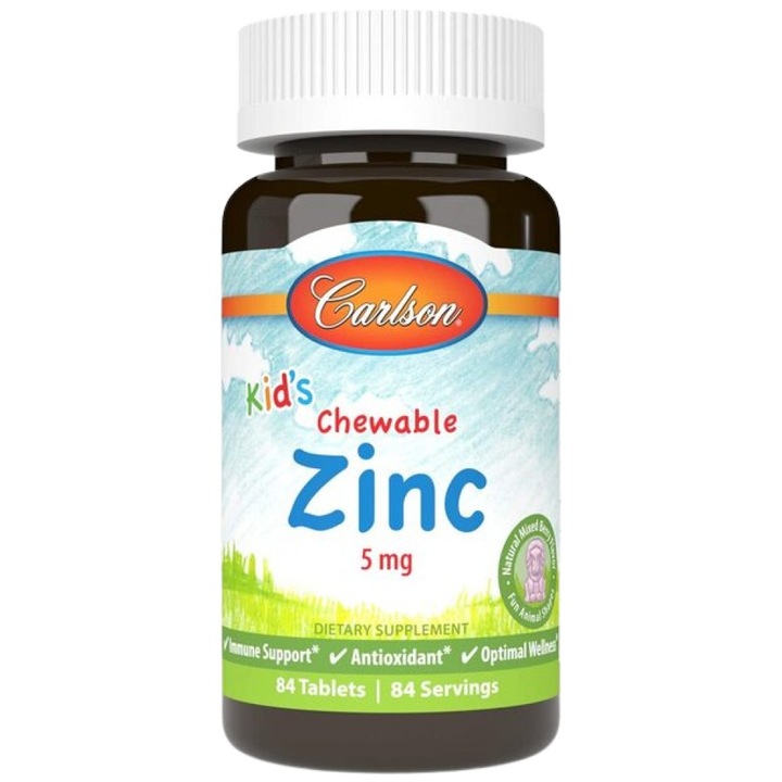 Supliment alimentar, Carlson Labs Zinc masticabil pentru copii 5 mg, Fructe de padure, 84 de comprimate masticabile