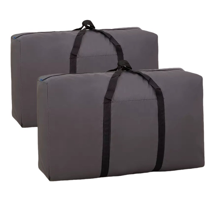 Set 2 organizatoare imbracaminte pentru mutare, Polietilena, Gri, 80x45x25cm, Gri