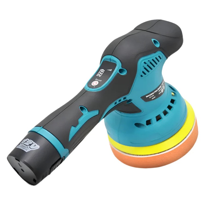Полираща машина, 8 скорости, 380W, безжична, синя, комплект с 2 батерии