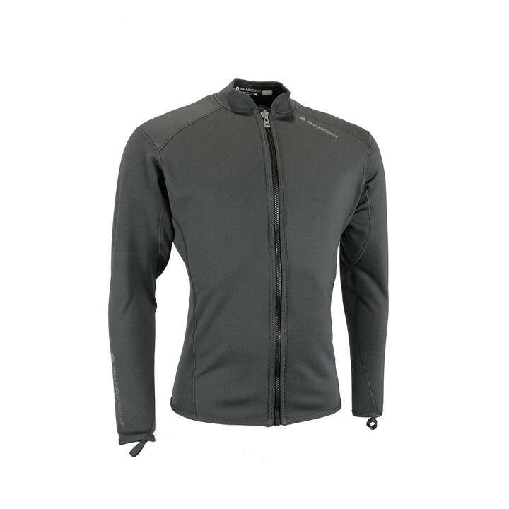 Top de scufundari cu fermoar si maneca lunga pentru barbati Sharkskin T2, fleece presat cu fire speciale, marime L, gri titan