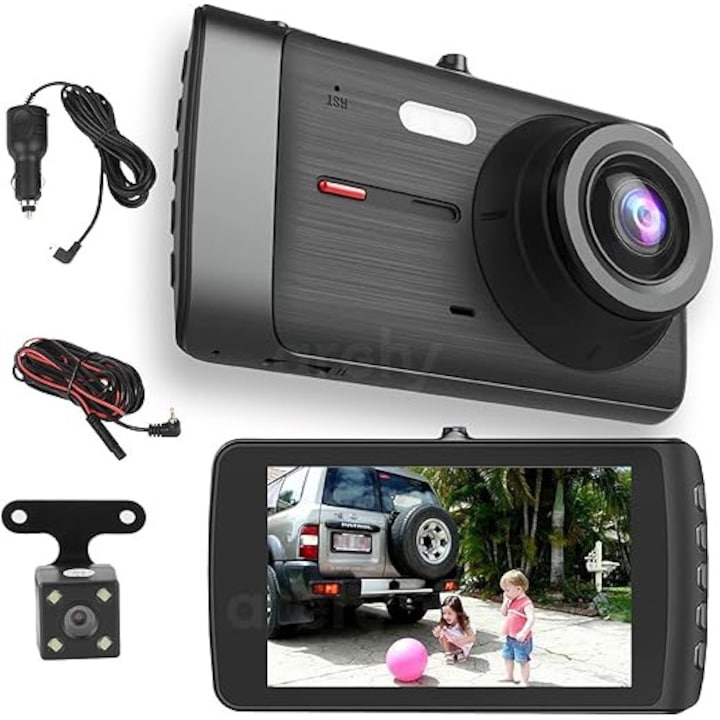 Dash Cam 1080P FHD WiFi autós menetrögzítő, 170 fokos nagylátószögű fedélzeti kamera IR éjjellátóval, 24 órás parkolási mód, G-szenzor