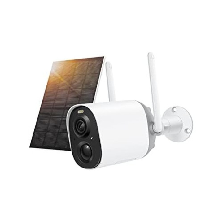Безжична камера за наблюдение със соларен панел, FHD цветно нощно виждане, детектор на движение, водоустойчивост IP65