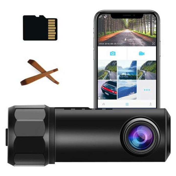 [2022 ] Dashcam за кола Wifi Full HD 1080P, 360° въртяща се вградена камера за кола, 150° широкоъгълна, Dash Cam с цикличен запис, Монитор за паркиране, G-сензор, С 32G SD карта