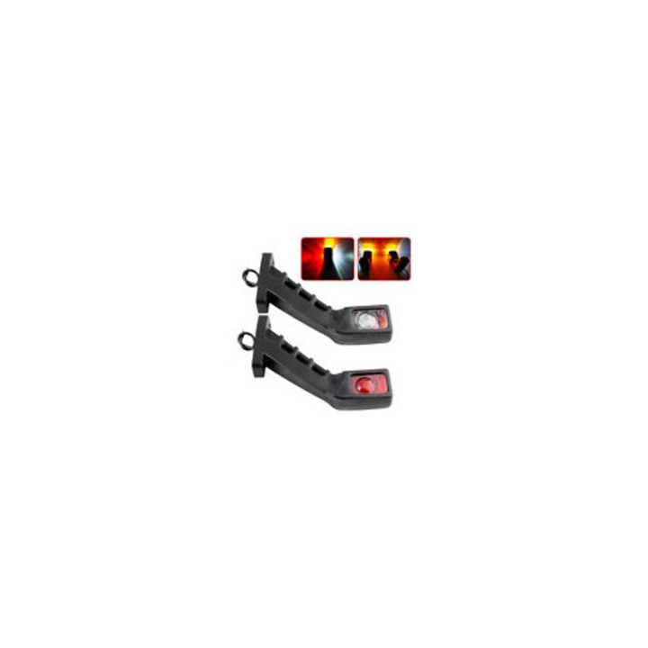 Set 2 lumini LED pozitie remorca camion, rosu alb galben, 12-24V, 20x10x3.5cm, negru