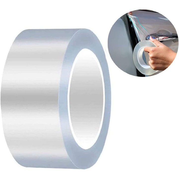 Protector pentru marginea usii masinii, folie de protectie universala pentru prag de 5 × 10 m, folie de protectie auto-adeziva, protectie impotriva zgarieturilor auto (transparent)