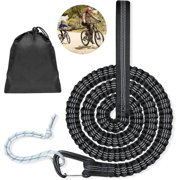Curea de remorcare pentru bicicleta 3m, capacitate 225kg, pentru copii, pentru escalada in familie