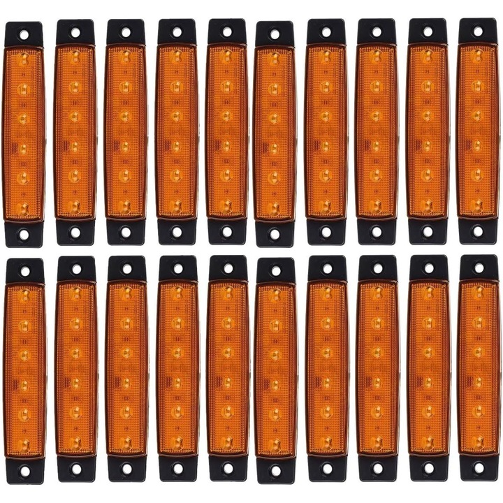 Set 20 lumini laterale LED HERUSI 12V 3.8x0.8x0.4 inch galben