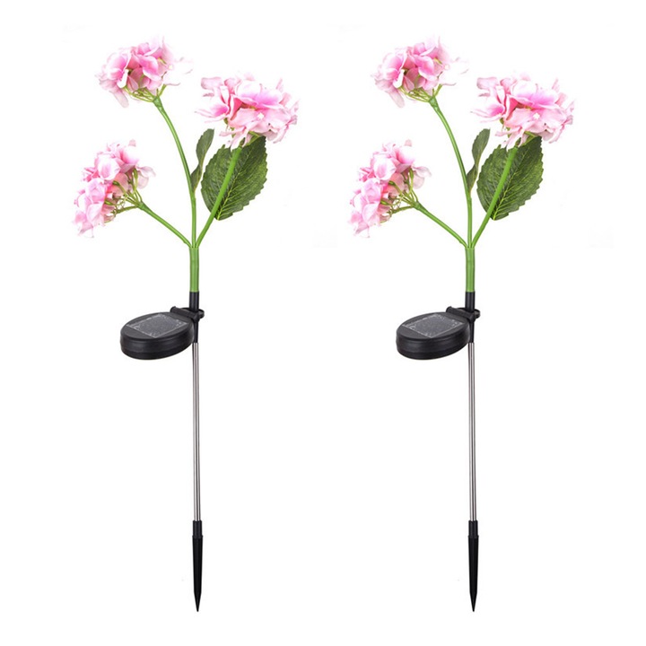 Set 2 lampi solare gradina, flori LED, rezistente apa, multicolor, 15x30cm