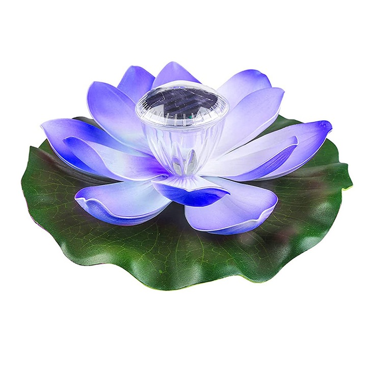 Lumina solara de exterior cu plutitor de apa, lumina decorativa pentru iaz, lumina de noapte Lotus, violet
