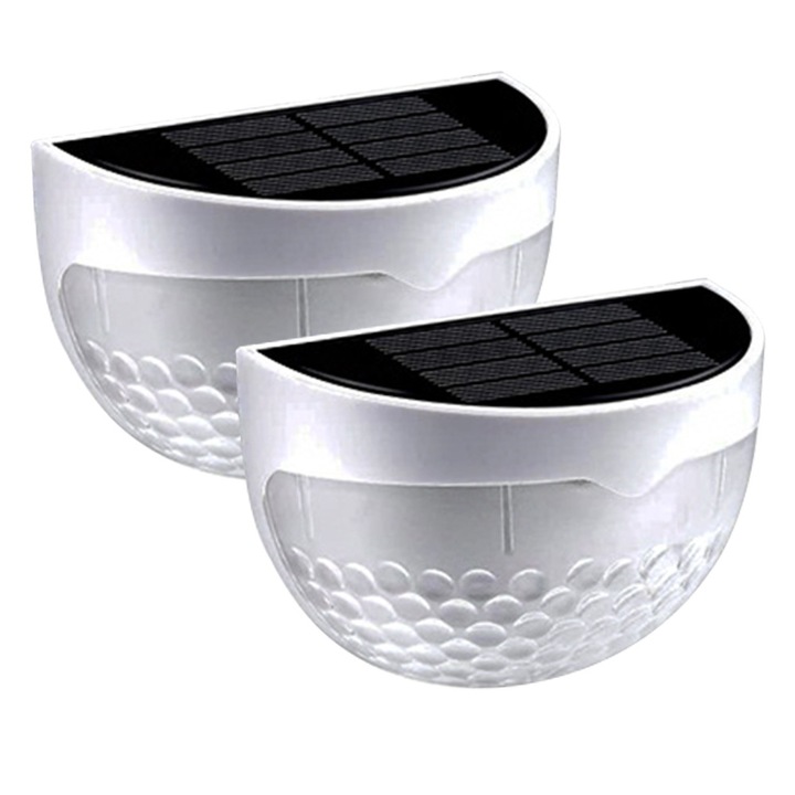 Lumini solare pentru gard, lumini decorative de gradina pentru exterior, lumini de perete impermeabile, lumina calda cu coaja alba