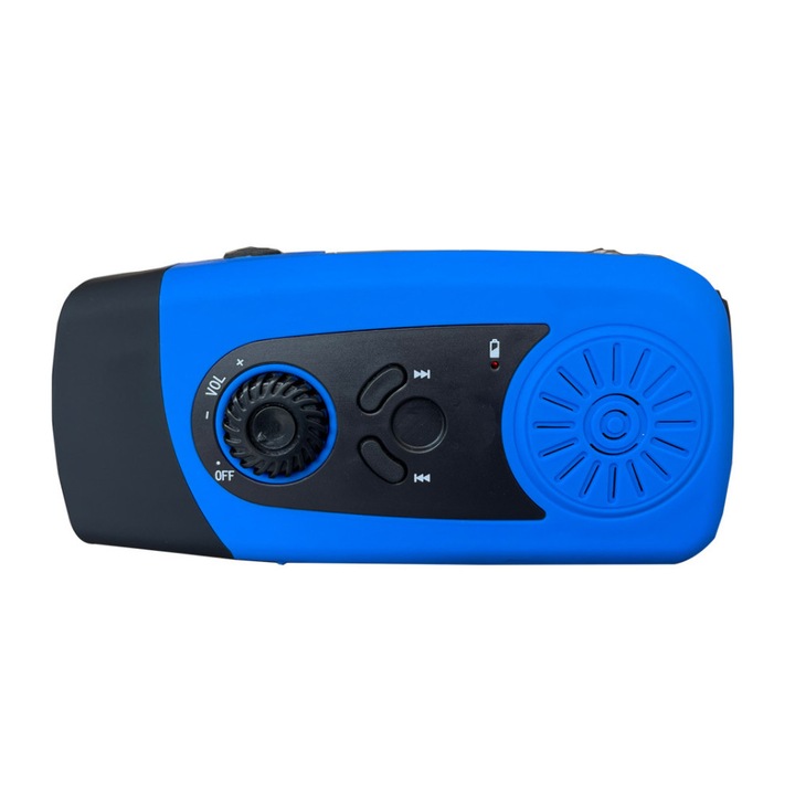 Vészhelyzeti időjárás rádió napelemes kurblival, hordozható FM rádió LED lámpával, 2000 mAh teljesítmény