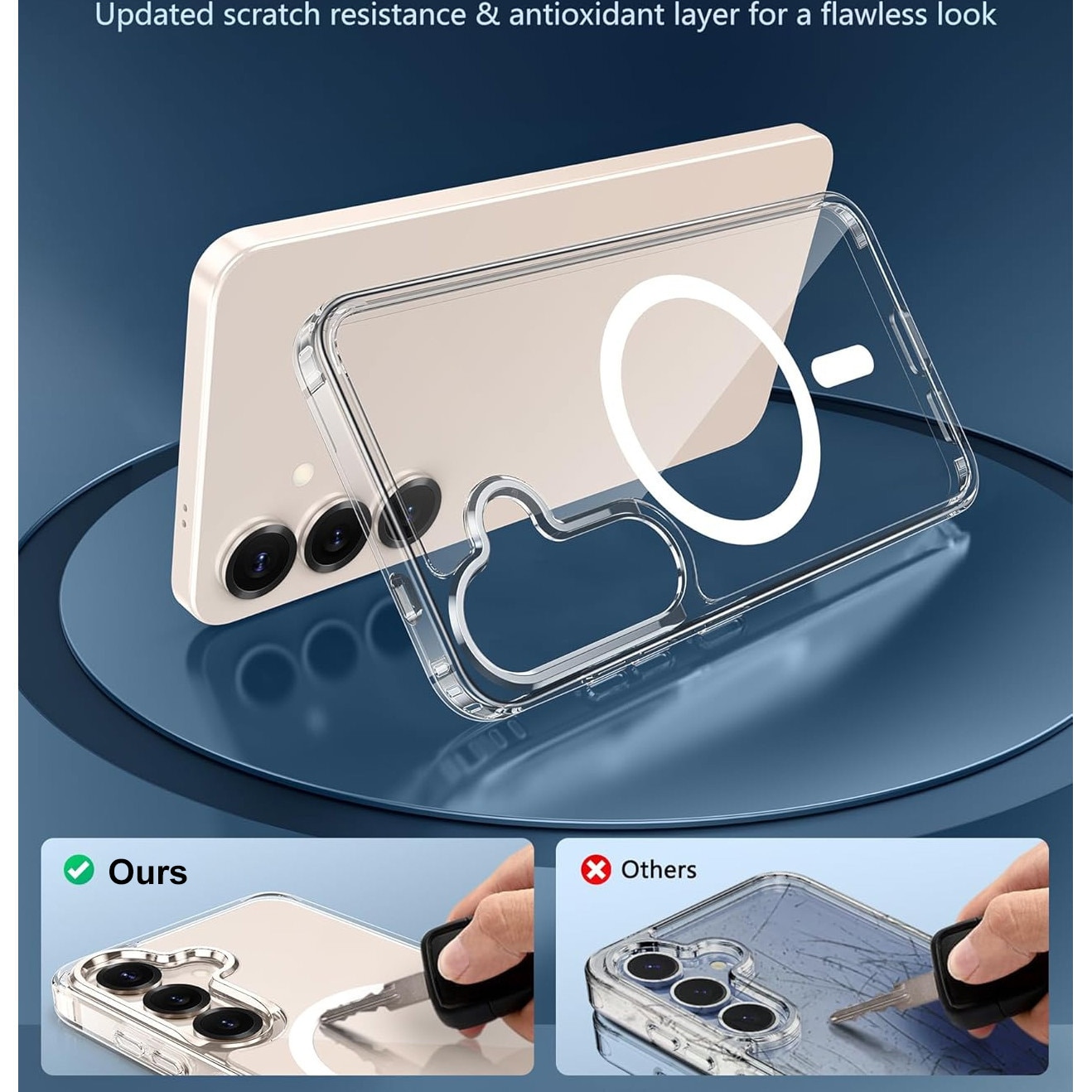 Husa magnetica transparenta pentru telefon mobil, compatibila cu MagSafe, MDUG®, protectie militara, anti-ingalbenire, seria clasica, transparenta, potrivita pentru Samsung Galaxy S24FE