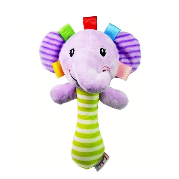 Multifunkcionális állatos csörgőjáték, 0-3 éves korig, textil, könnyen megfogható, interaktív hangokkal, különböző színekben
